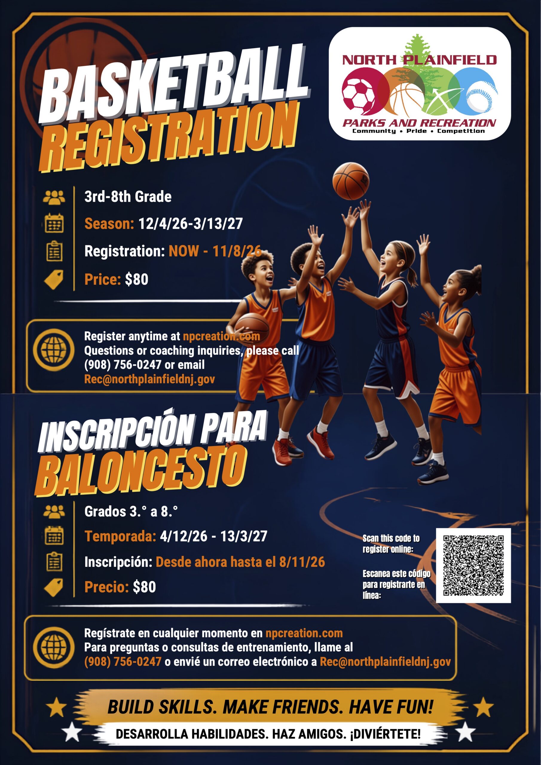 NP Rec Youth Basketball Flyer (EnglishSpanish) 2026 2027 copy
